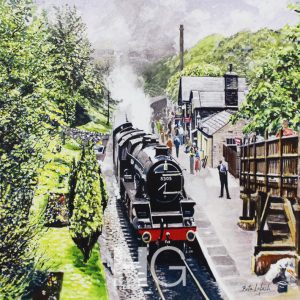 Black Five awaiting the off. Haworth, Keighley and Worth Valley Railway
